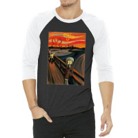 Music-retro-the-scream-by-edvard-munch-funny-graphic-gift- 3/4 Sleeve Shirt | Artistshot