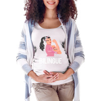 Maestra Bilingue Bilingual Spanish Teacher Long Sleeve T Shirt Maternity Scoop Neck T-shirt | Artistshot