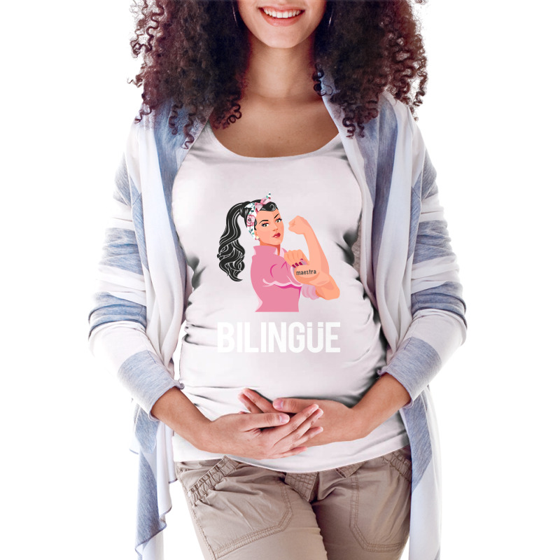 Maestra Bilingue Bilingual Spanish Teacher Long Sleeve T Shirt Maternity Scoop Neck T-shirt by cm-arts | Artistshot