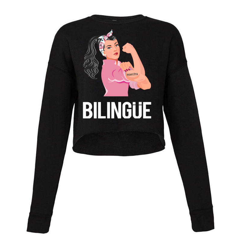 Maestra Bilingue Bilingual Spanish Teacher Long Sleeve T Shirt Cropped Sweater by cm-arts | Artistshot