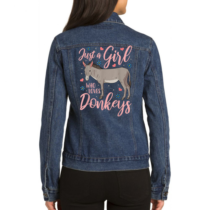 Donkey Just A Girl Who Loves Donkeys Funny Donkey Lover Gift T Shirt Ladies Denim Jacket by cm-arts | Artistshot