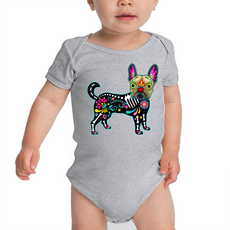 Calavera French Bulldog Frenchie Dia De Muertos Halloween T Shirt Baby Bodysuit by cm-arts | Artistshot