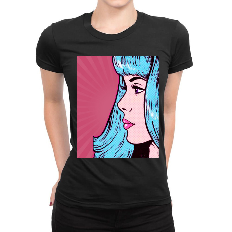 Dramatic Pink Pop Art Ladies Fitted T-Shirt by cm-arts | Artistshot