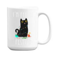 Cat Christmas Feline Festive Women & Kids Xmas 15 Oz Coffee Mug | Artistshot