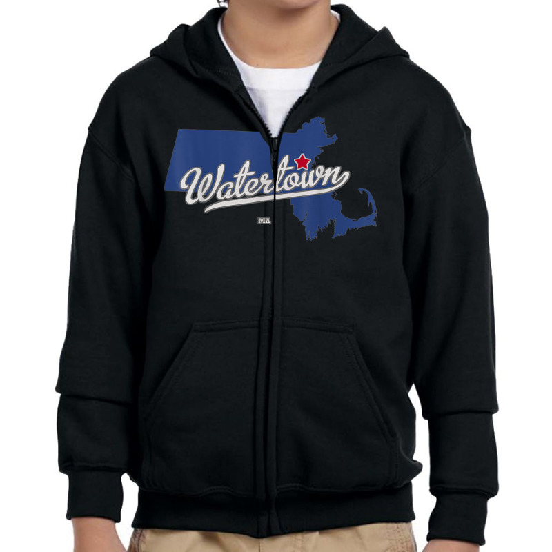 Watertown Massachusetts Ma Map Youth Zipper Hoodie by Uniform | Artistshot