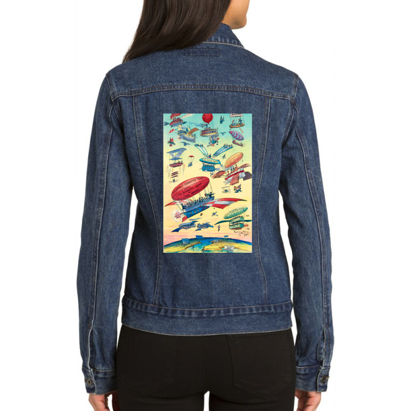 Openings-of-the-panama-canals- Ladies Denim Jacket by cm-arts | Artistshot