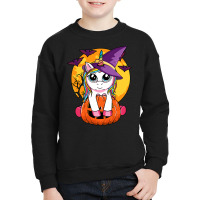 Cute Halloween Shirt Girls Kids Witchy Unicorn Halloween T Shirt Youth Sweatshirt | Artistshot