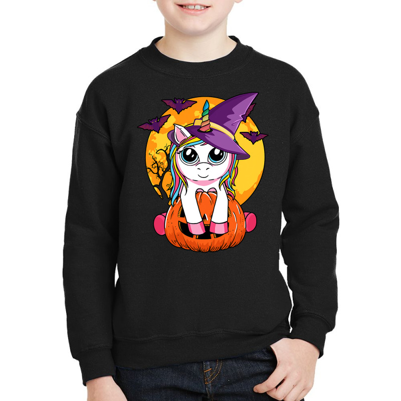 Cute Halloween Shirt Girls Kids Witchy Unicorn Halloween T Shirt Youth Sweatshirt | Artistshot