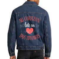 Womens Spanish Bilingual Teacher Heart Maestra Gratitude Men Denim Jacket | Artistshot