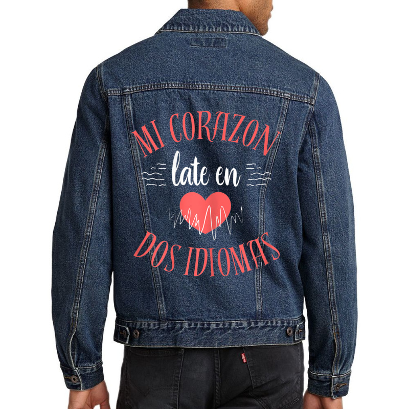 Womens Spanish Bilingual Teacher Heart Maestra Gratitude Men Denim Jacket by kentuckykonpha9 | Artistshot