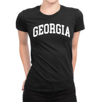 Georgia Us College Font Proud American Usa States T Shirt Ladies Fitted T-shirt | Artistshot