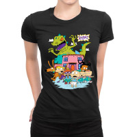 Rugrats Running Away From Reptar Ladies Fitted T-shirt | Artistshot