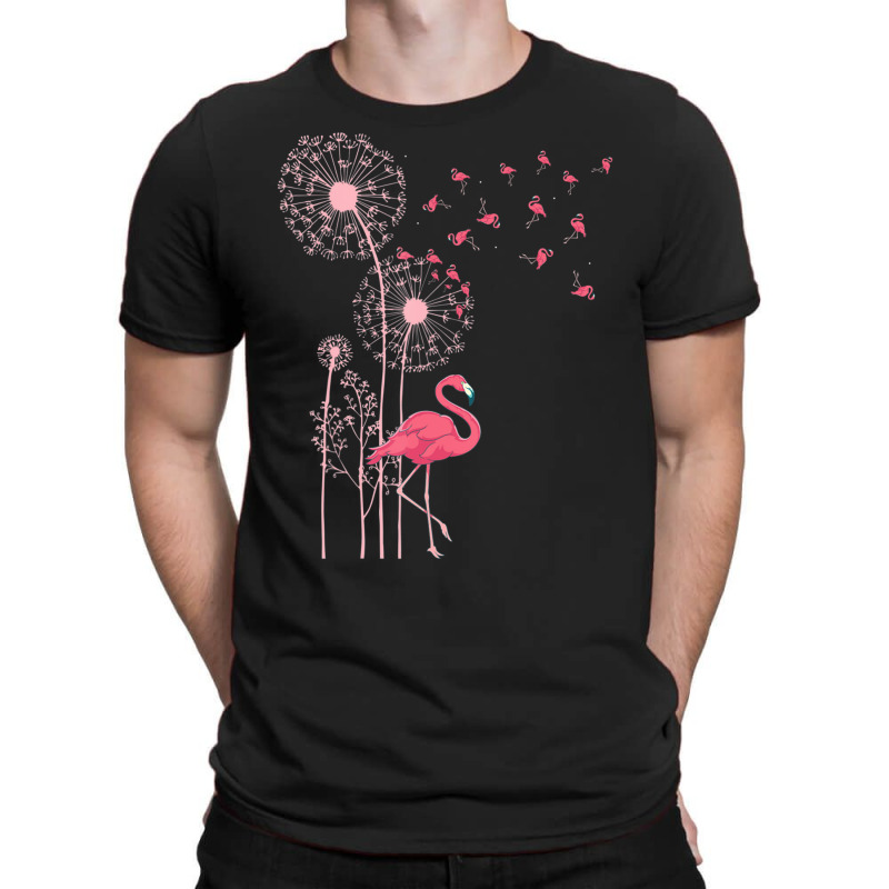 Flower Dandelion Exotic Animal Tropical Bird Pink Flamingo T-Shirt by cm-arts | Artistshot