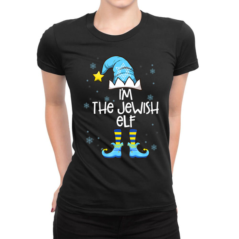 Happy Christmukkah Jewish I'm The Jewish Elf Christmas Xmas Ladies Fitted T-Shirt by cm-arts | Artistshot