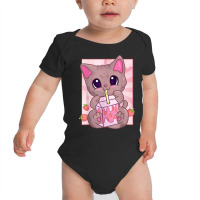 Strawberry Milkshake Cat For Women Girls, Kawaii Maneki Neko T Shirt Baby Bodysuit | Artistshot