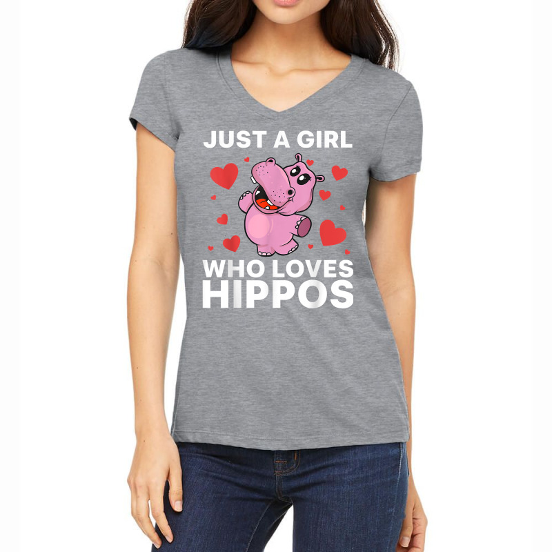 Cool Hippo Art For Women Girls Hippopotamus Safari Zoologist T Shirt Women's V-Neck T-Shirt by cm-arts | Artistshot