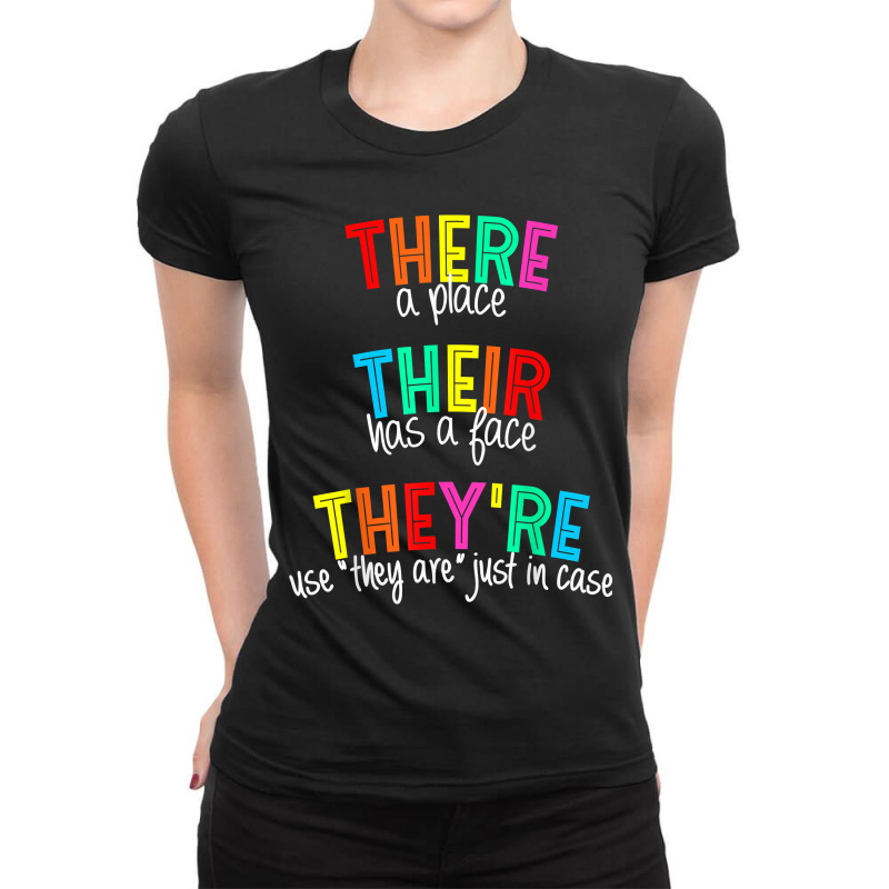 There Their They_re Funny English Teacher Grammar Teacher Ladies Fitted T-Shirt by liqualyfu | Artistshot