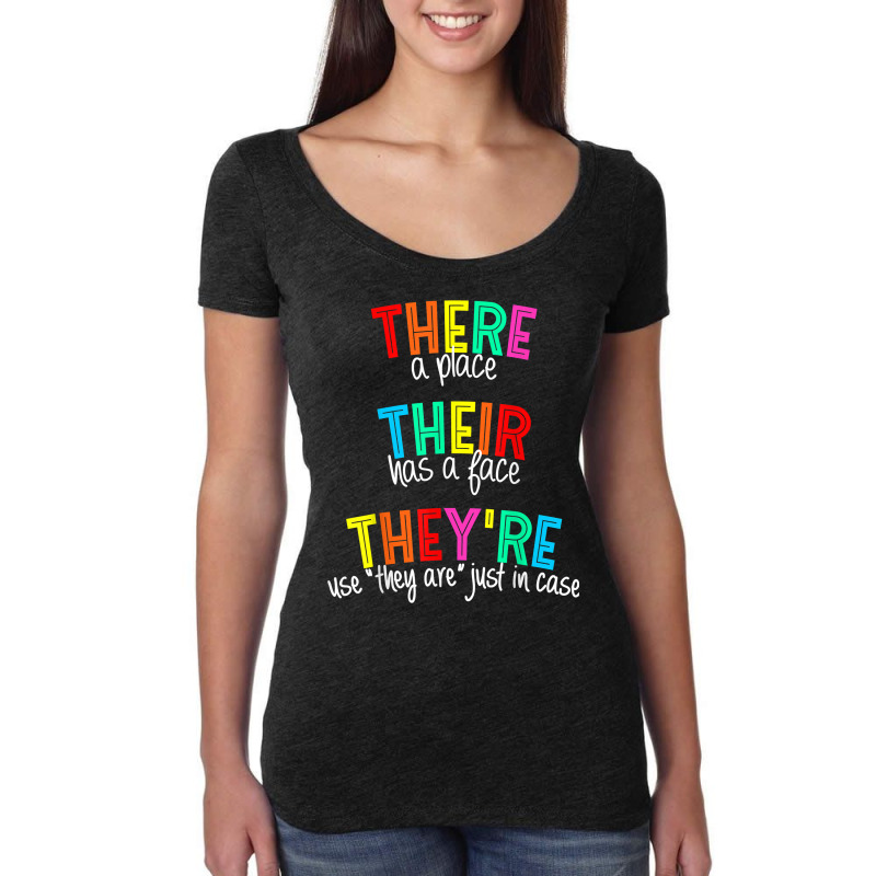 There Their They_re Funny English Teacher Grammar Teacher Women's Triblend Scoop T-shirt by liqualyfu | Artistshot