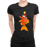 Goldfish Lighting Xmas Tree Matching Goldfish Christmas Ladies Fitted T-shirt | Artistshot