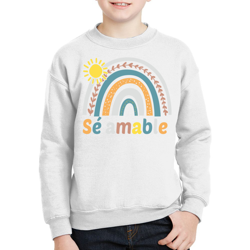 Sé Amable Spanish Bilingual Teacher Be Kind Boho Rainbow Pullover Hoo Youth Sweatshirt by cm-arts | Artistshot