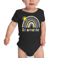 Sé Amable Spanish Bilingual Teacher Be Kind Boho Rainbow Pullover Hoo Baby Bodysuit | Artistshot