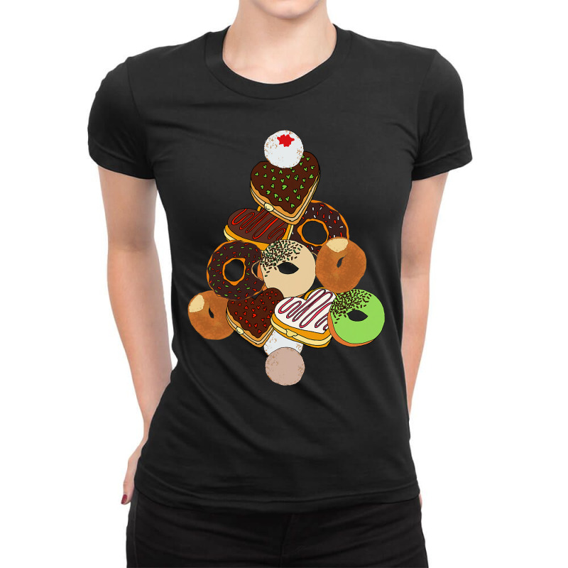 Donut Christmas Tree Festive Funny Holiday Food Meme T Shirt Ladies Fitted T-Shirt by MG91 | Artistshot