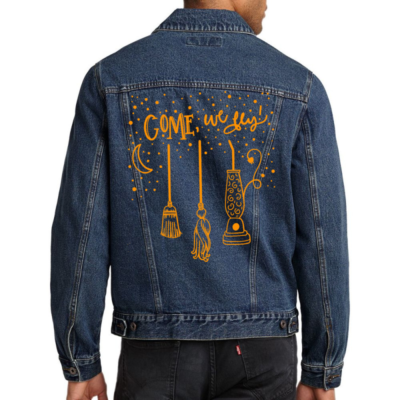 Come We Fly Witch Mop Broom Vacuum Flying Halloween Night T Shirt Men Denim Jacket by WZ90 | Artistshot