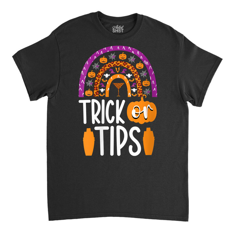 Womens Trick Or Tips Bartender Halloween Bartending Mixologist V Neck Classic T-shirt by cm-arts | Artistshot