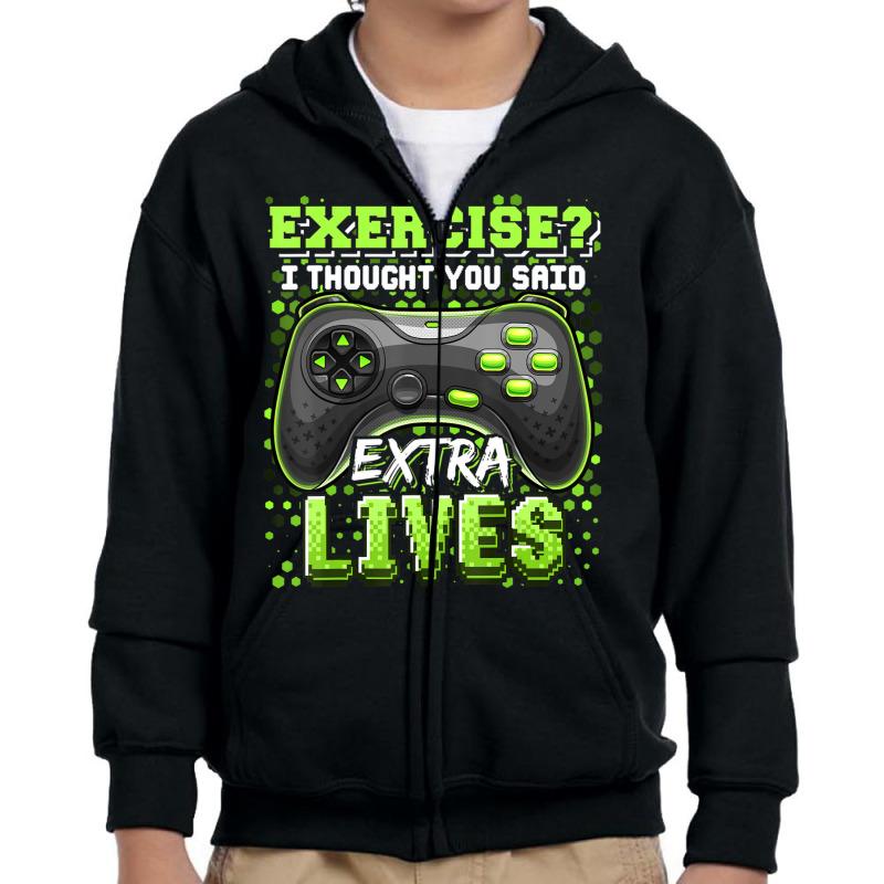 Extra Lives Video Game Controller Retro Gamer Boys Youth Zipper Hoodie by cm-arts | Artistshot