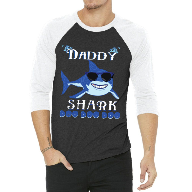 Daddy Shark Happy 3/4 Sleeve Shirt by david stropher | Artistshot