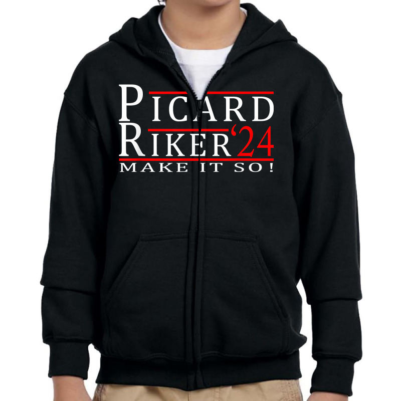 Picard Riker 2024 Make It So T Shirt Youth Zipper Hoodie by cm-arts | Artistshot