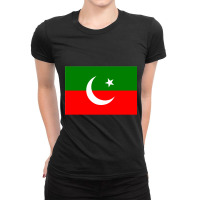 Imran Khan Pti Flag Glossy S Ladies Fitted T-shirt | Artistshot