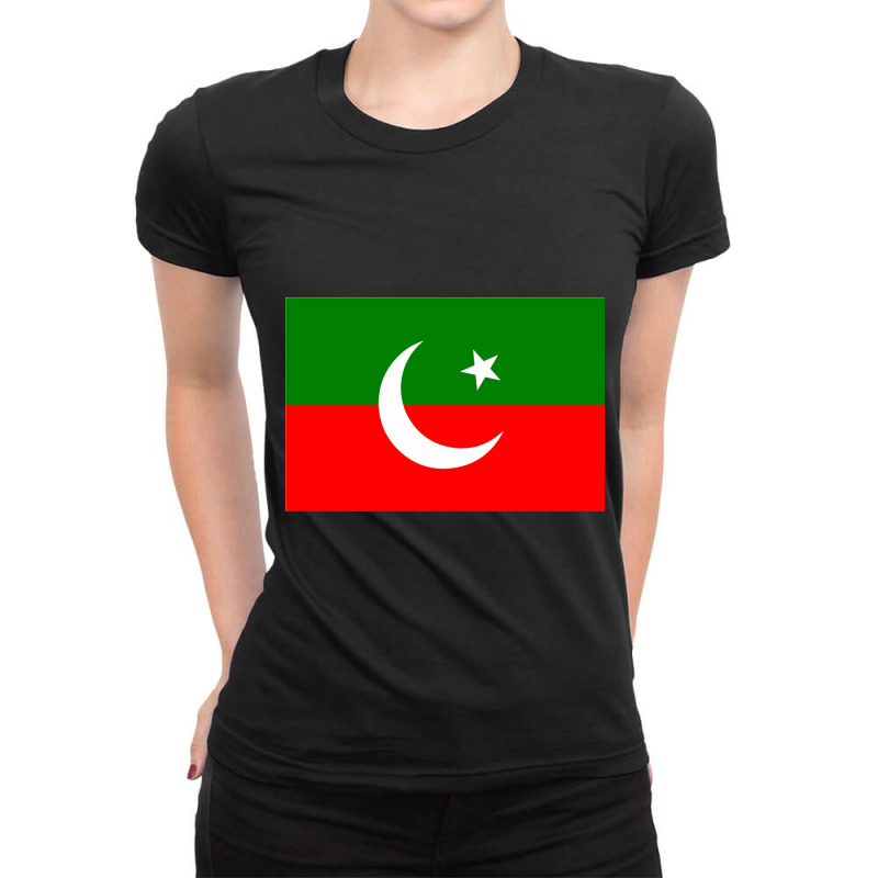 Imran Khan Pti Flag Glossy S Ladies Fitted T-Shirt by cm-arts | Artistshot