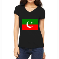 Imran Khan Pti Flag Glossy S Women's V-neck T-shirt | Artistshot