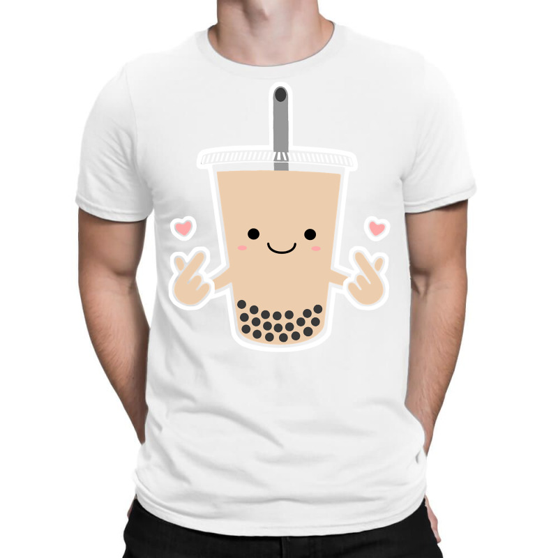 Cute Boba K Pop Bubble Milk Tea Korean Finger Heart Kpop Pullover Hood T-shirt | Artistshot