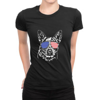 Australian Cattle Dog ,american Flag, Ladies Fitted T-shirt | Artistshot