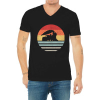 Retro Train Trains Lover Steam Train Vintage V-neck Tee | Artistshot