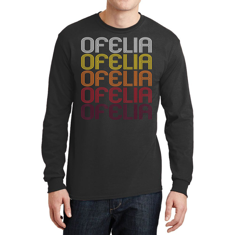 Ofelia Retro Wordmark Pattern Vintage Style Long Sleeve Shirts | Artistshot