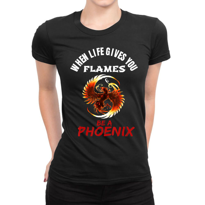 Rising Phoenix Flames Fire Bird Mythical Rebirth Lover Ladies Fitted T-Shirt by Adcock Salmon | Artistshot