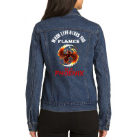 Rising Phoenix Flames Fire Bird Mythical Rebirth Lover Ladies Denim Jacket | Artistshot