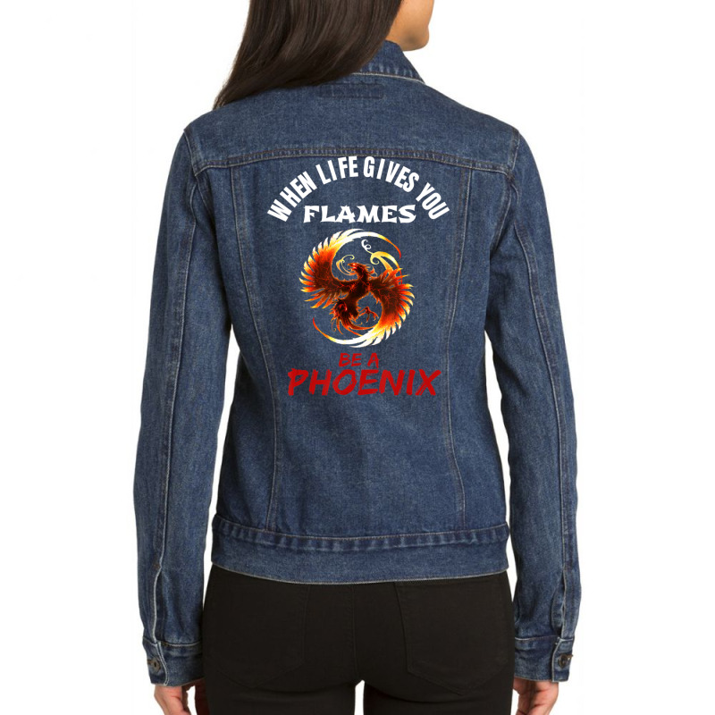 Rising Phoenix Flames Fire Bird Mythical Rebirth Lover Ladies Denim Jacket by Adcock Salmon | Artistshot