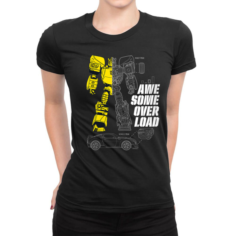 Transformers Bumblebee Awesome Overload Split V-neck Ladies Fitted T-Shirt by ngodieutrinh | Artistshot