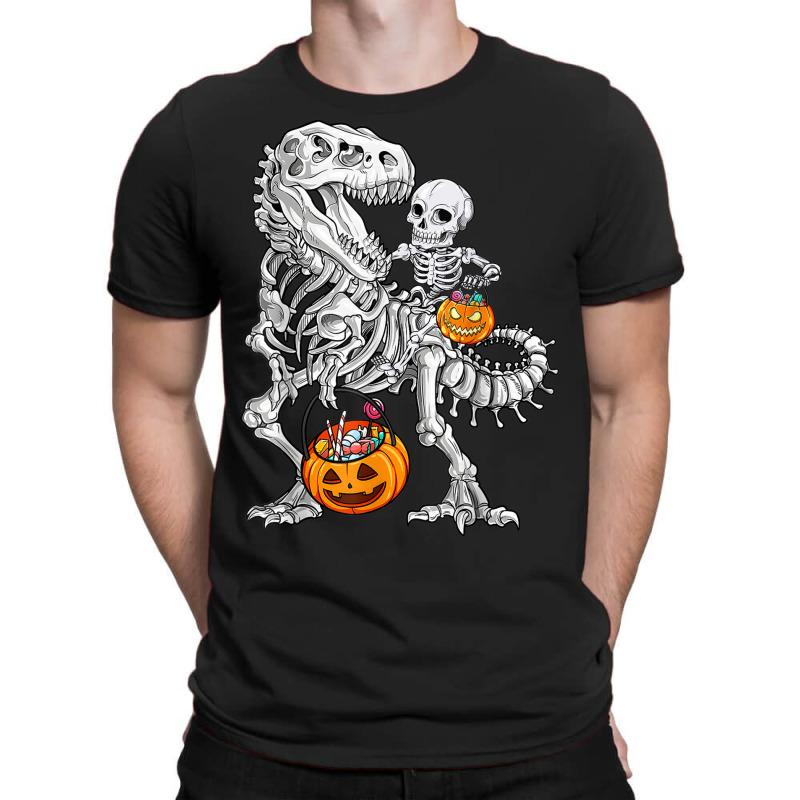 Skeleton Dinosaur T Rex Boys Halloween Mummy Funny Pumpkin T-shirt | Artistshot