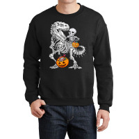 Skeleton Dinosaur T Rex Boys Halloween Mummy Funny Pumpkin Crewneck Sweatshirt | Artistshot