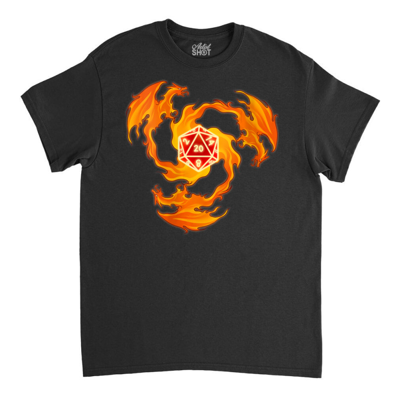 Fantasy Larp W20 Dice Fire Dragon Tabletop Role Play Game Classic T-shirt | Artistshot