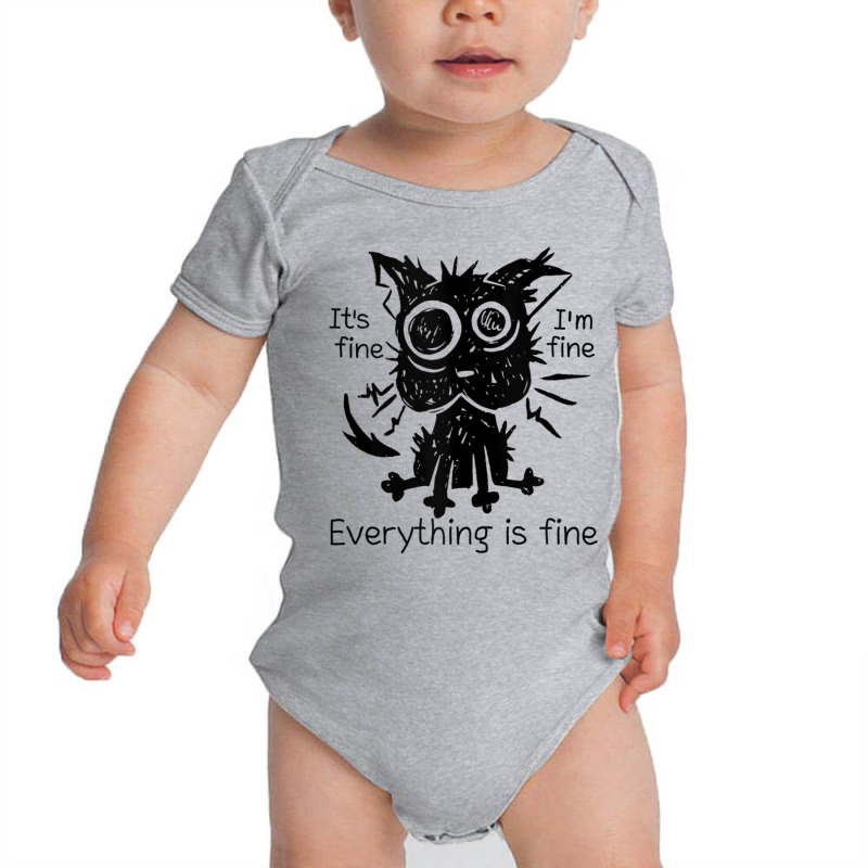 Everything Is Fine Funny Stressed Out Cat Graphic Tank Top Baby Bodysuit by cm-arts | Artistshot