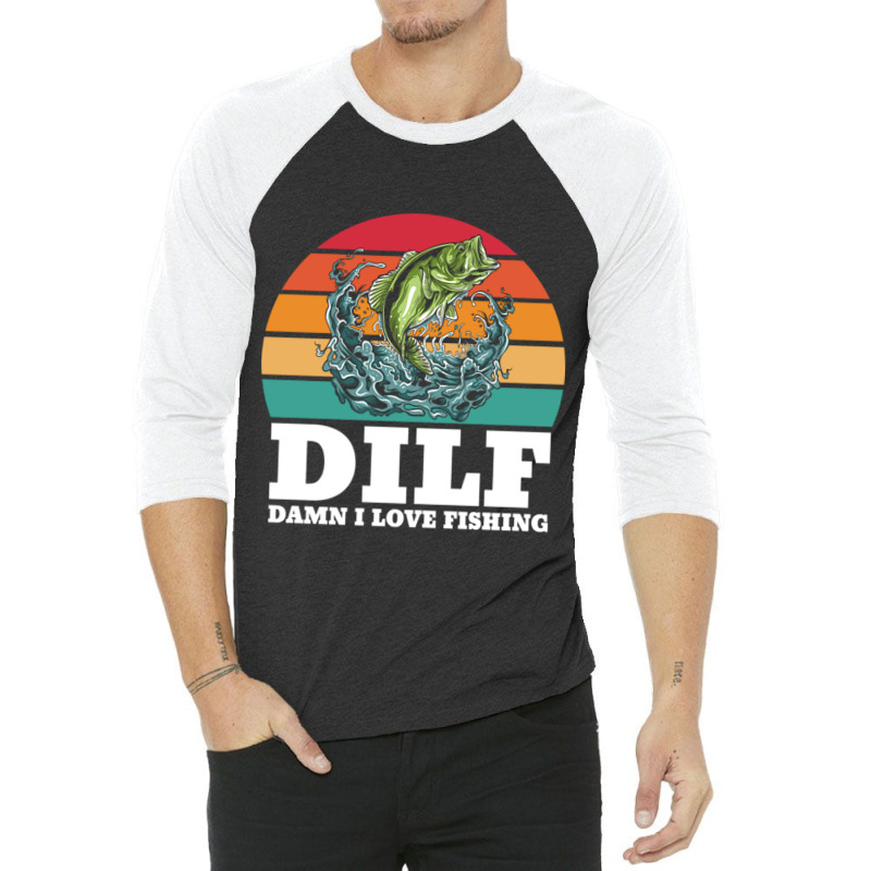 Dilf-Damn I Love Fishing Funny Fishing Saying Fishermen Vintage Men's  T-Shirt