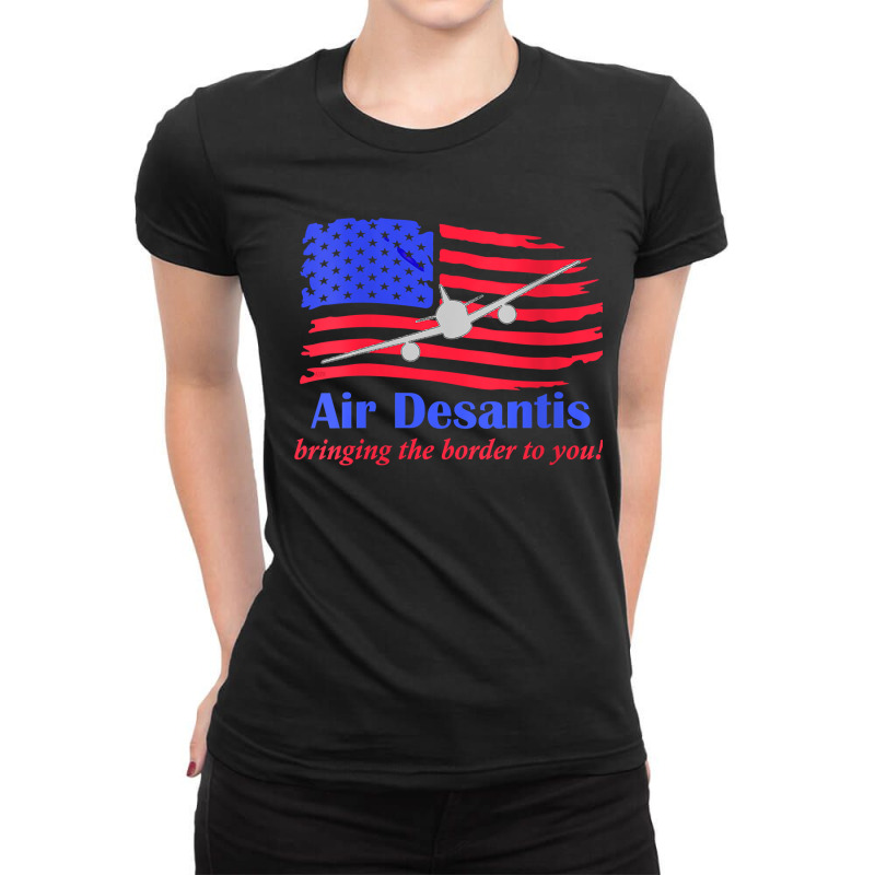 Womens Air Desantis Bringing The Border   Satire (c) V Neck T Shirt Ladies Fitted T-Shirt by cm-arts | Artistshot