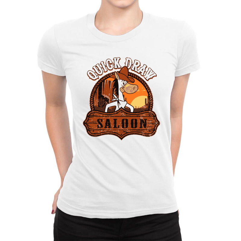 Quick Draw Saloon Cartoon Ladies Fitted T-Shirt by cm-arts | Artistshot