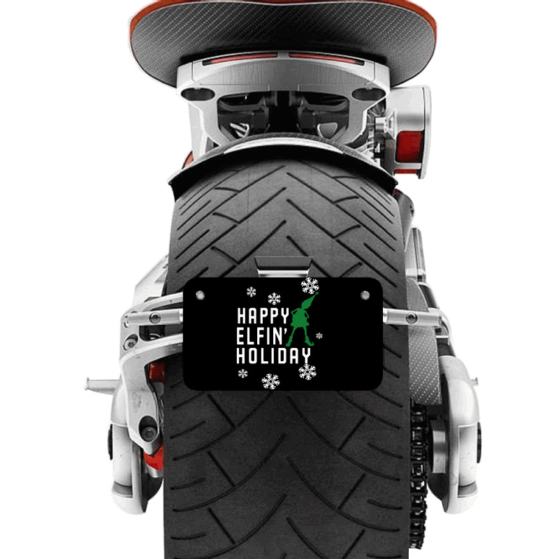 Happy Elfin Holiday [gemuk] Motorcycle License Plate | Artistshot